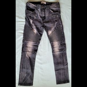 Slim Biker Style Black Denim Jeans